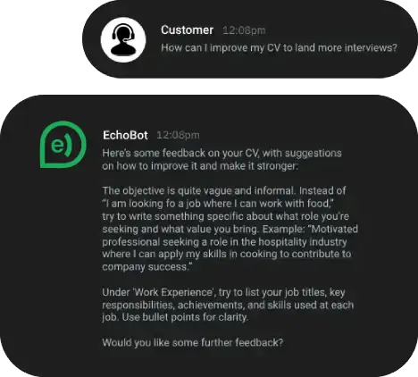 Image of a chatbot conversation